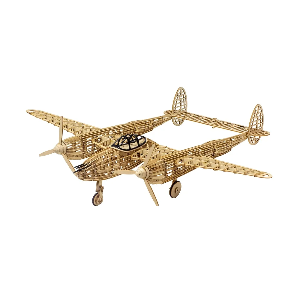 P-38 Lightning Balsa Wood Plane Model Kit 450mm Laser Cut Wooden Aircraft Static DIY Gift Display - view 3