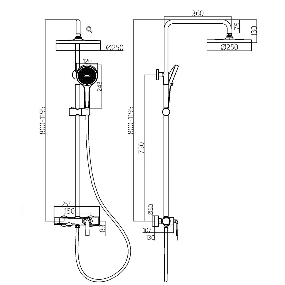 Set Keran Mandi dengan Garansi 10 Tahun, Mixer Kuningan Solid untuk Kamar Mandi, Keran Mandi Lengkap, Sistem Shower Termostatis untuk Bak Mandi dengan Pancuran Hujan Keran air mandi kolom Pancuran kualitas tinggi