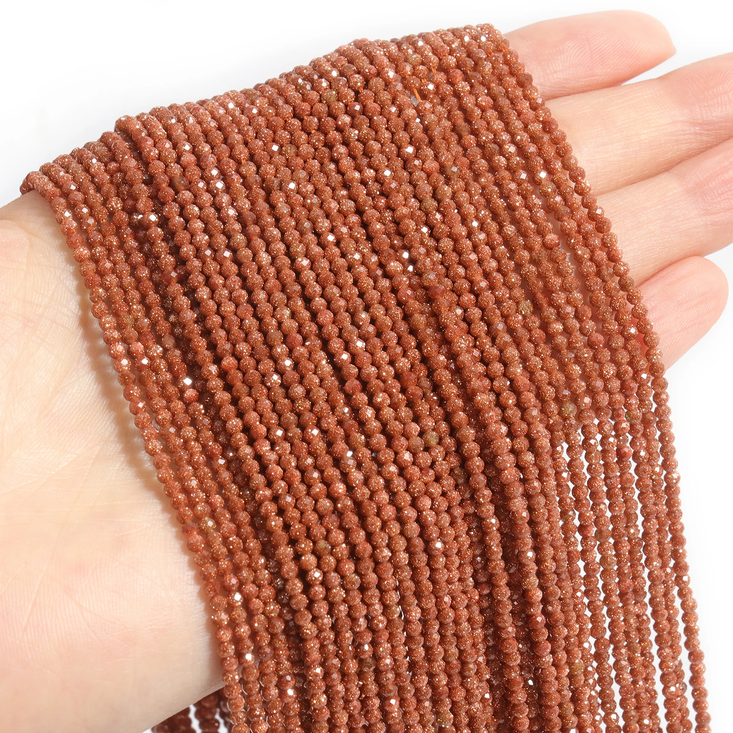 Großhandel Facettierte 2 3 4mm Natürliche Goldfarbene Sandsteinperlen Runde Kleine Lose Perlen für Schmuckherstellung DIY Armbänder Halsketten – Detail 4