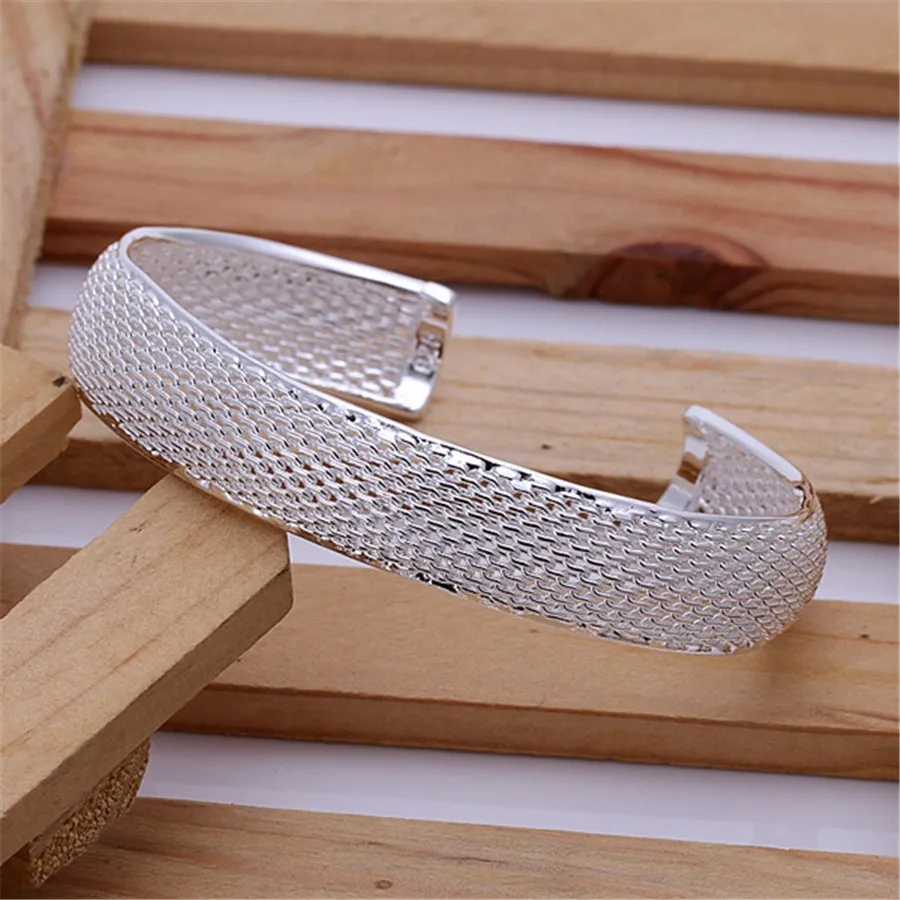 New 925 Sterling Silver Bracelets for Women elegant net bangle adjustable Jewelry Fashion Party Girl student Christmas Gifts - Detail 1
