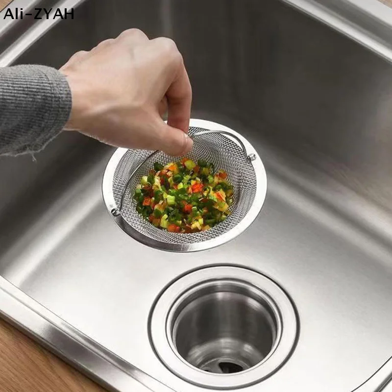 Stainless Steel Kitchen Sink Strainer Thickened Anti Clog Drain Filter Universal Leak Proof Mesh For Sink Basket Debris Catcher