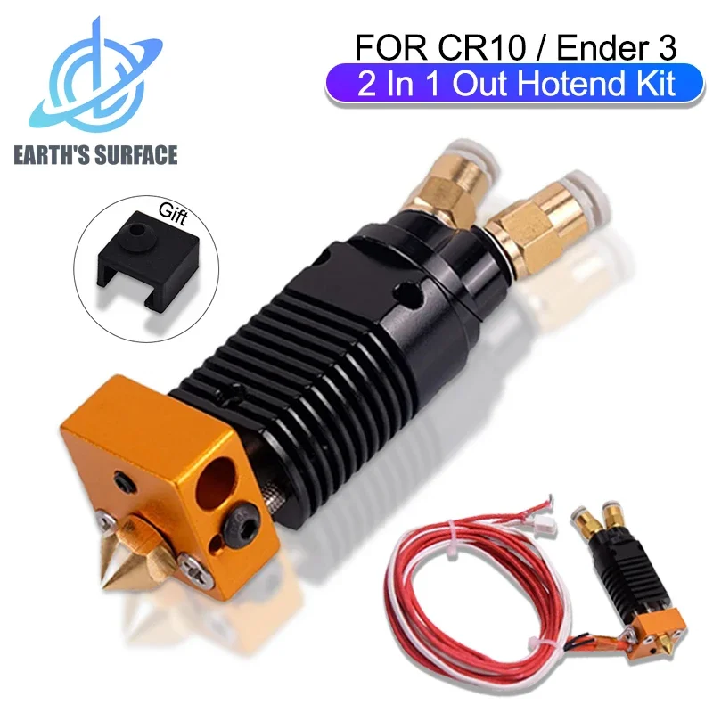 2 In 1 Out Dual Color J-Head Metal Hotend With PTFE Tube Print Head Kit for CR10 CR10S Ender 3 Series Extruder 3D Printer Parts