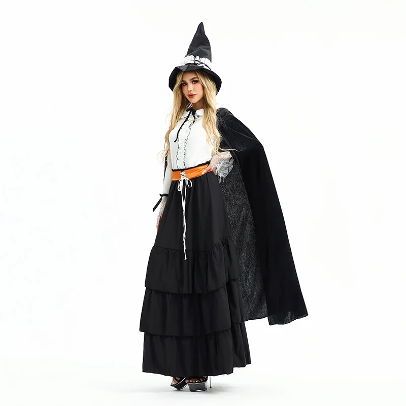 할로윈 마법의 로브 마녀 의상 롱 스커트 무대 공연 망토 어깨 커버 여성용 마법사 의상