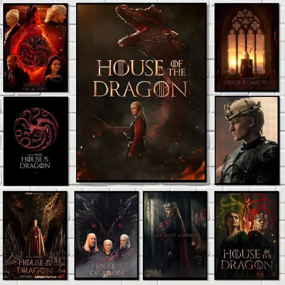 TV Play House Of The Dragon Poster Self-adhesive Living Room Bedroom Party Bar Decor Moisture-proof Fade-resistant