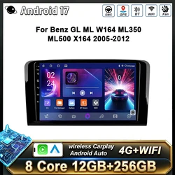 Android 17 Car Radio Carplay for Mercedes Benz ML GL 320 ML 350 W164(2005-2012) Bluetooth Player Multimedia GPS Stereo Head Unit