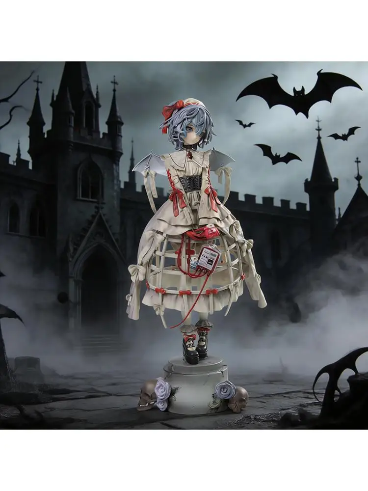 27cm Remilia Scarlet Figuur - Touhou Project Gotische Vampier Verpleegster Collectible Model Speelgoed Met Kooirok Bloedzak Decor Cadeau - afbeelding 2