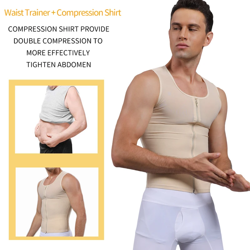 Moldeador de Cuerpo Adelgazante para hombre, camisas de compresión de ginecomastia, ropa moldeadora de Control de barriga, entrenador de cintura,