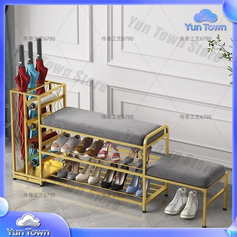 Modern Minimalist Shoe Bench for Home Entryway with Umbrella Holder and Storage Compartment Sofa Footstool for Living Room