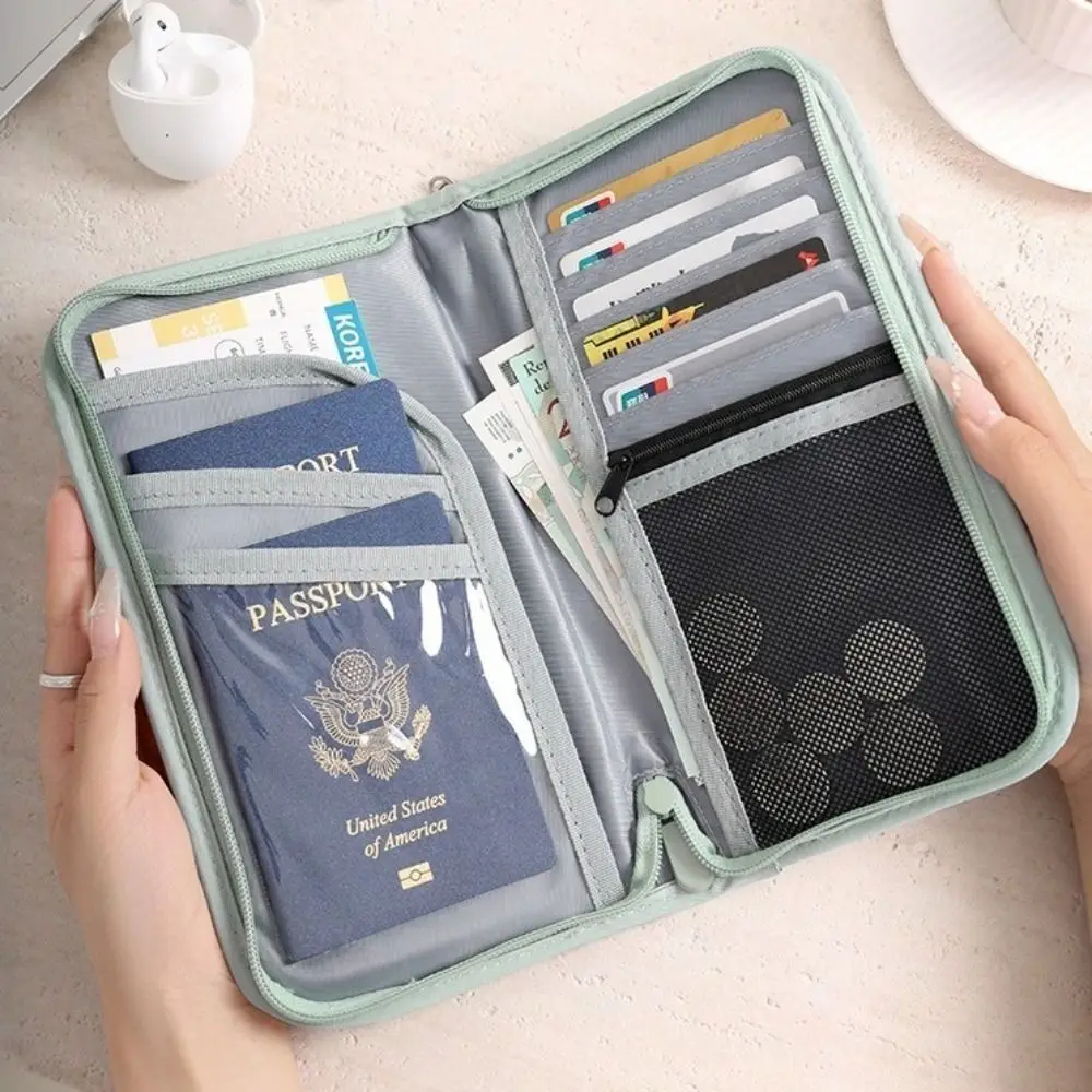 Multifunctional Card Holder Anti Theft with Zipper Business Passport Bag Protective Cover Document Storage Travel Wallet