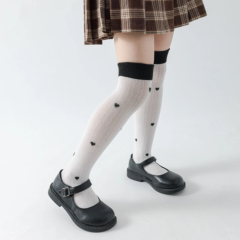 2026 New Cute Pattern Kids Calf Socks Breathable Mesh Fabric Sweet Mid-Calf Sock Elastic Soft Comfortable Hosiery Casual Fashion