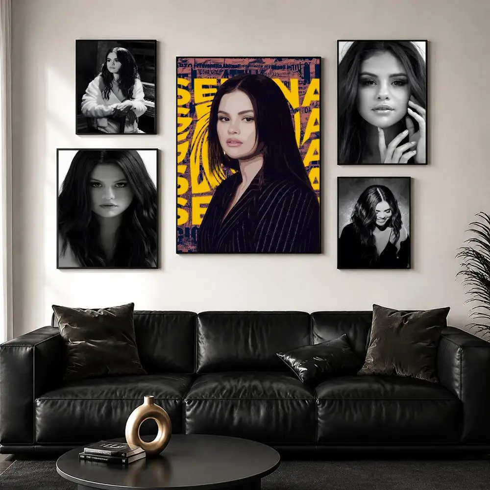 Singer S-Selena Gomez Painting Calligraphy Wall Art Canvas Poster Premium Home Decor Print for Living Room Bedroom