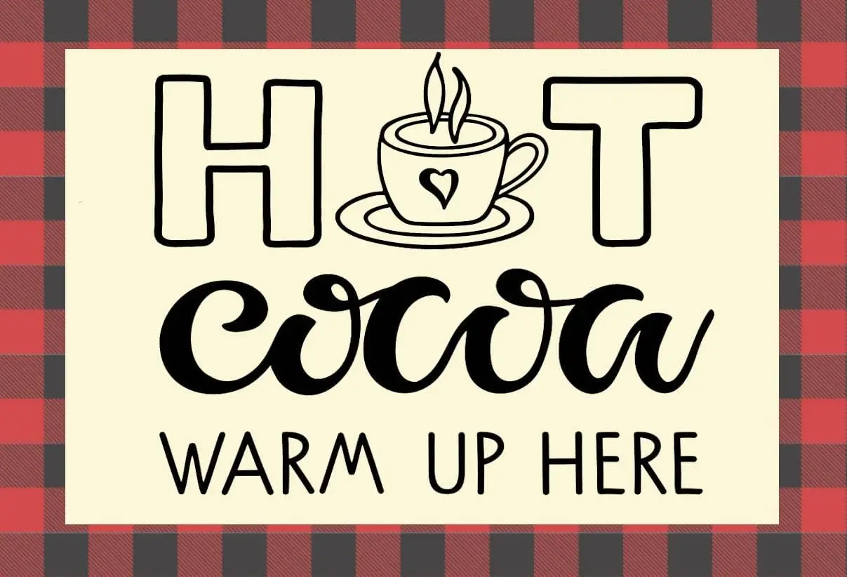 Hot Cocoa Warm Up Here Sign Retro Vintage Metal Tin Sign Poster Wall Decor for Coffee Shop Kitchen Home Bar 8x12 Inch