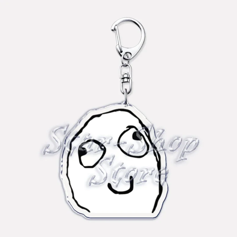 Fun Troll Face Keychain for Accessories Bag No Me Gusta Rage Face ForeverAlone Pendant Key Chain Ring Keyring Jewelry Fans Gifts