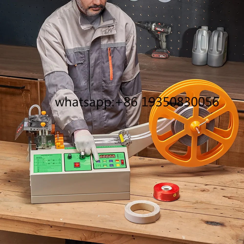 Desktop Auto Cut and Seal Tape Cutting Machine Microcomputer Hot Cold Cutter for Textile and Nylon Webbing