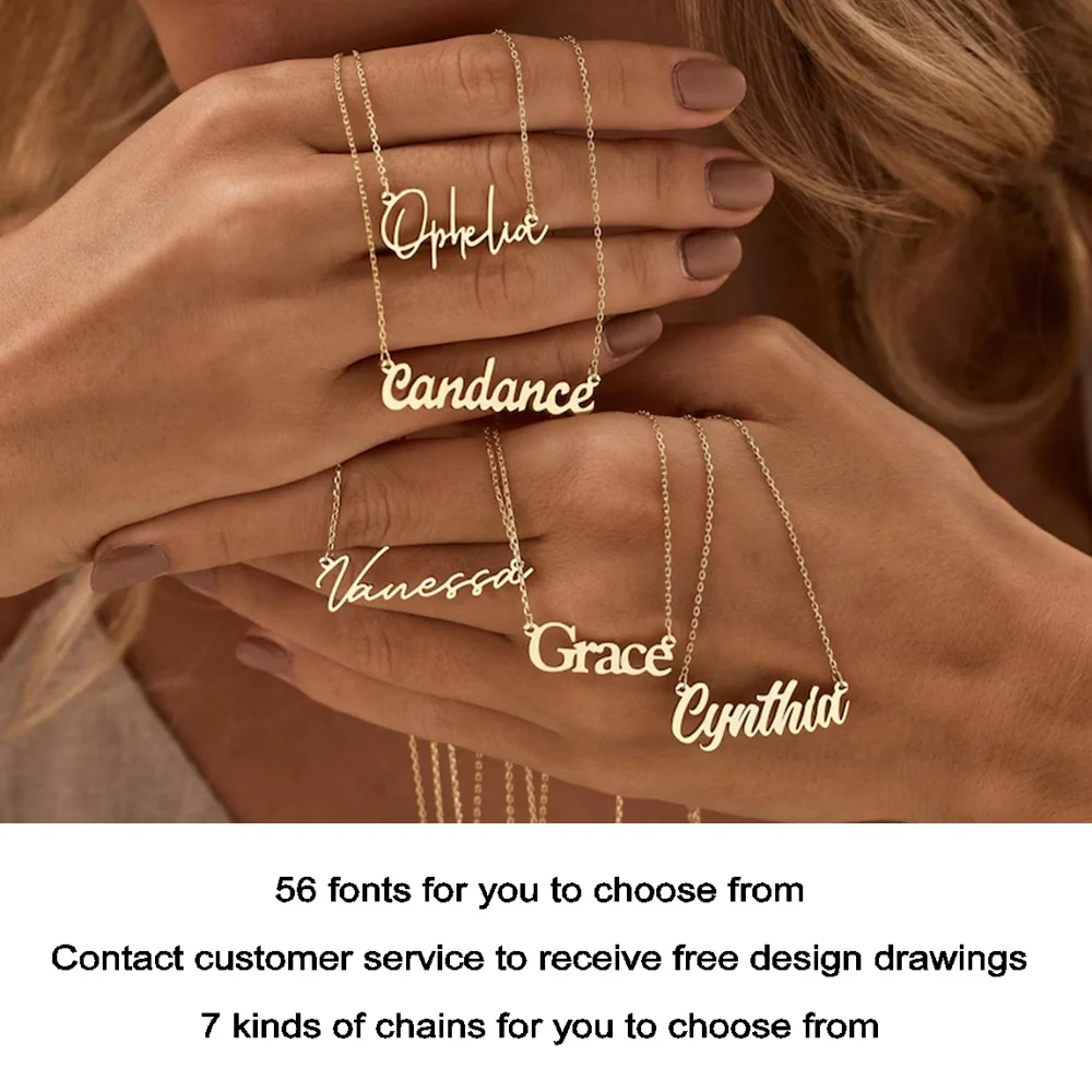 

2025 new private custom name necklace, high quality waterproof rose gold chain, personalized letter necklace silver, wife gift