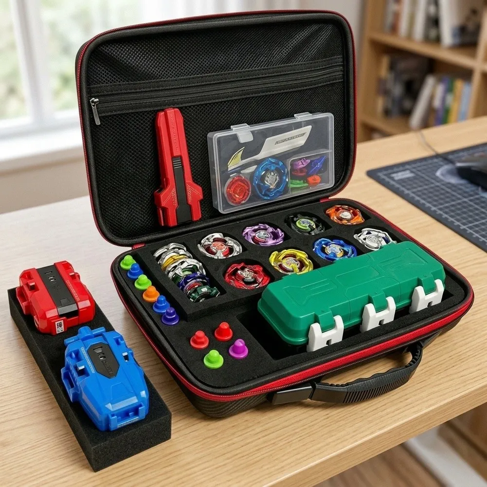 8+1 Slots Battling For Top Organizer Storage Case For Beyblade X Case Waterproof Protective Carrying Case With Hand Strap