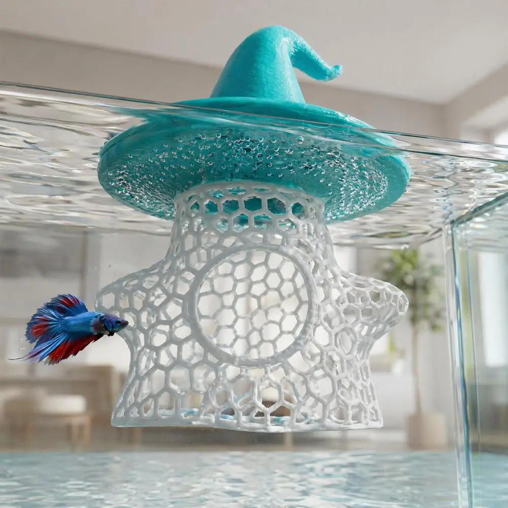 Betta Fish Activity Area Aquarium Floating Feeding Ring Betta Cave Hideaway Fish Hammock Area Multi-functional Decor for Shrimp
