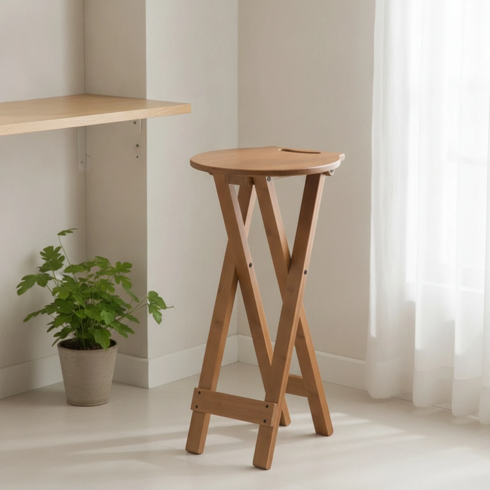 Folding Stool with Handle Foldable Stool with X-Shaped Frame Portable Seat Stable for Guests, Small Apartments, Kitchen
