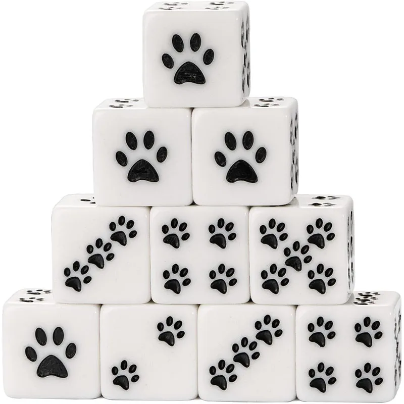 10 Pcs/lot Bear's Paw Pattern Dice Puzzle Game 6 Sided Dice Game Accessory 15.8mm