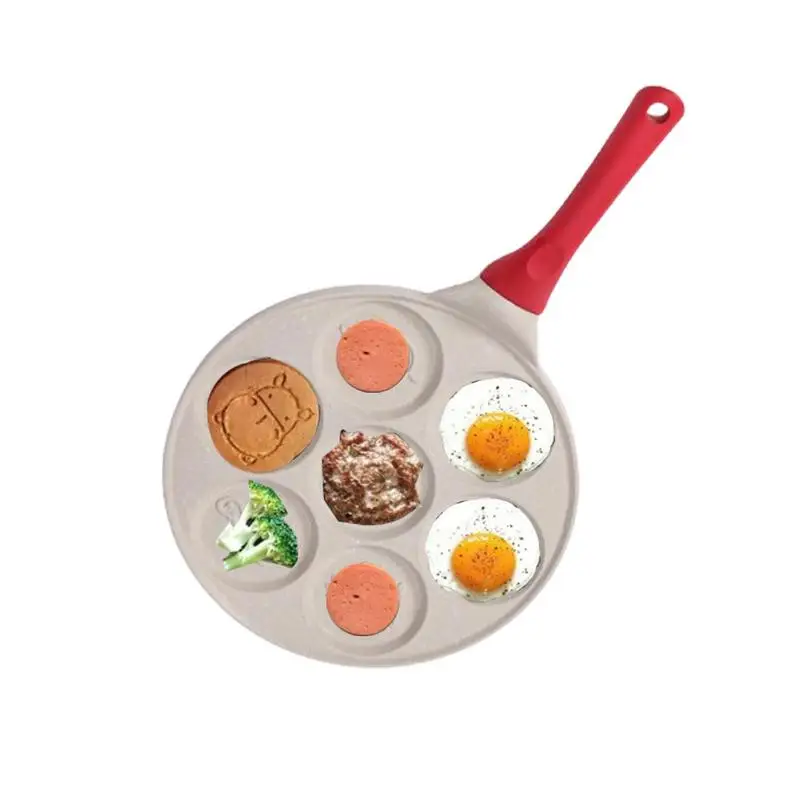 7 Holes Egg Frying Pan Omelette Pot Household Non-stick Flats-bottomed Egg Dumpling Pot Breakfast Egg Burger Frying Pans