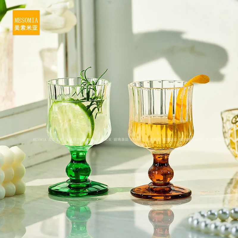 Instagram Retro High Aesthetic Glass Cup, Home High Footed Red Wine Glass, Niche Champagne Juice Glass