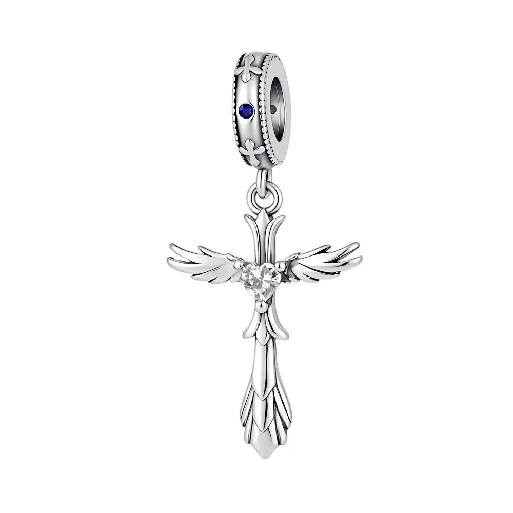 925 Silver Religious Charms Cross Buddha Sphinx Tai Chi Evil Eye Hamsa Hand Beads Pendant Fit Bracelet DIY Jewelry Making Gift