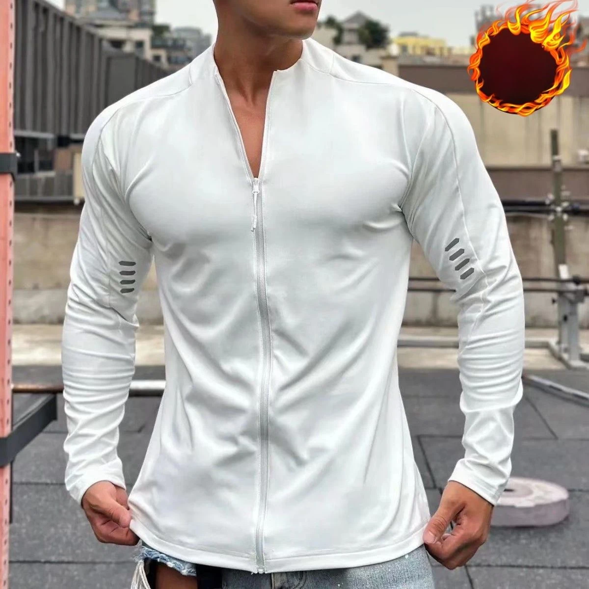 

Motion Hoodie Run Quick Dry Zipper Bodybuilding Loose Coat Long Sleeves Men Thin Casual Chic Solid Anti-Wrinkle Elastic T-shirt