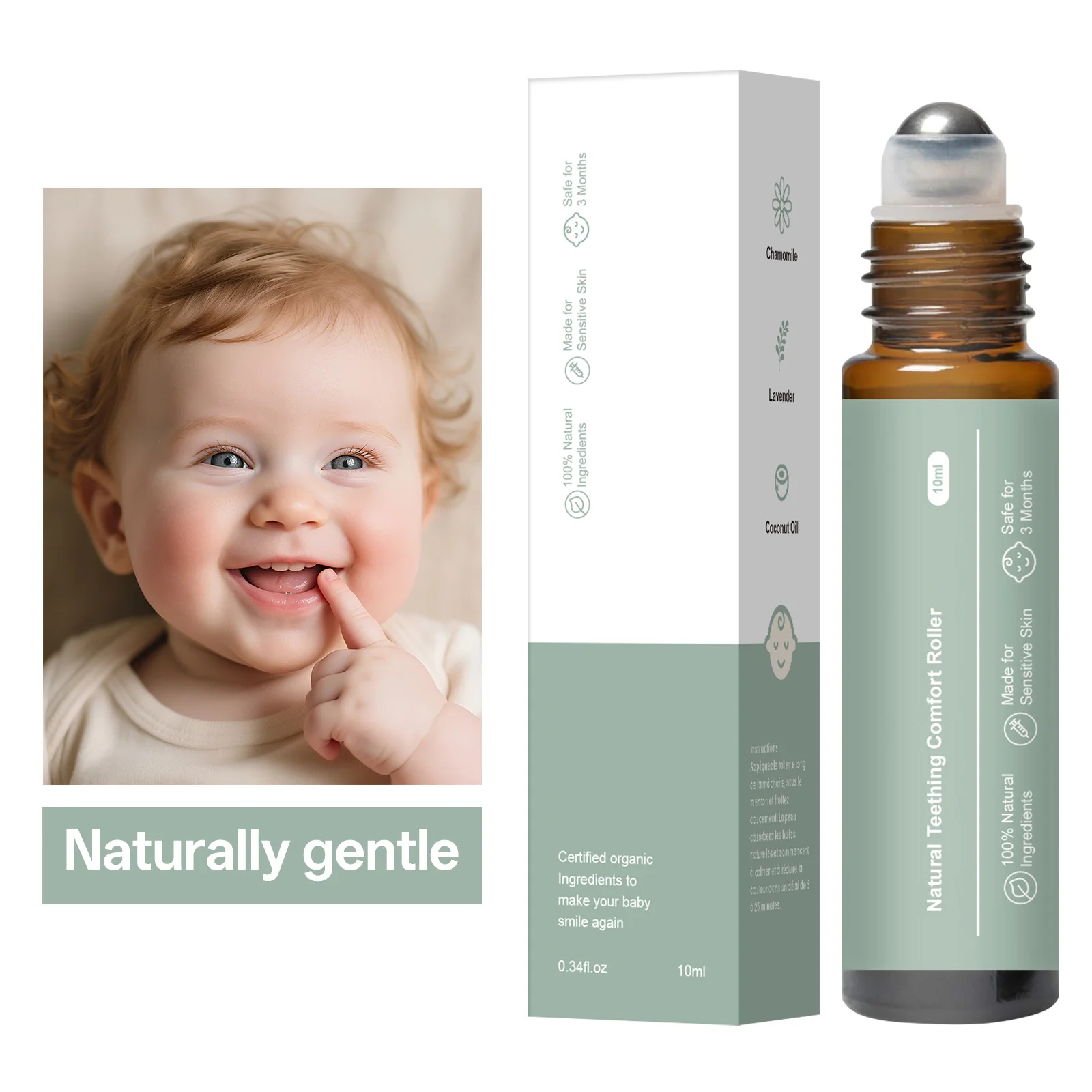 

Baby molar care oil protects gums, nourishes and relieves discomfort, natural and non irritating