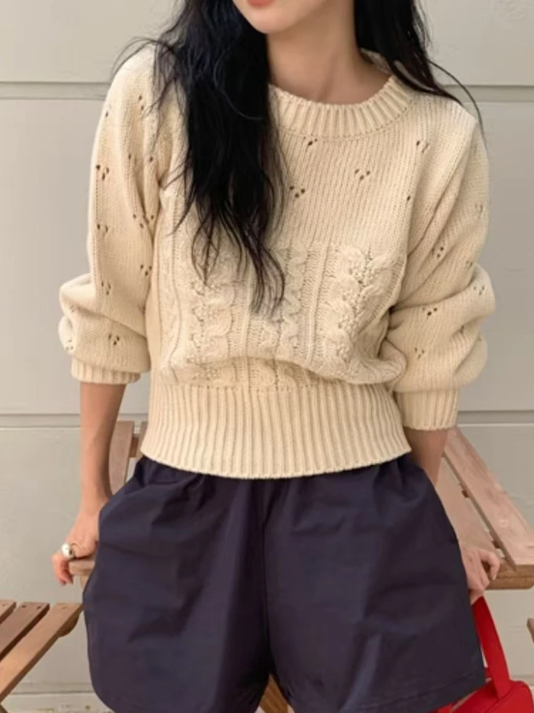 

Шикарный винтажный женский трикотаж Long Sve, круглый Ne, мягкий, уютный зимний топ, модный возрастной женский свитер