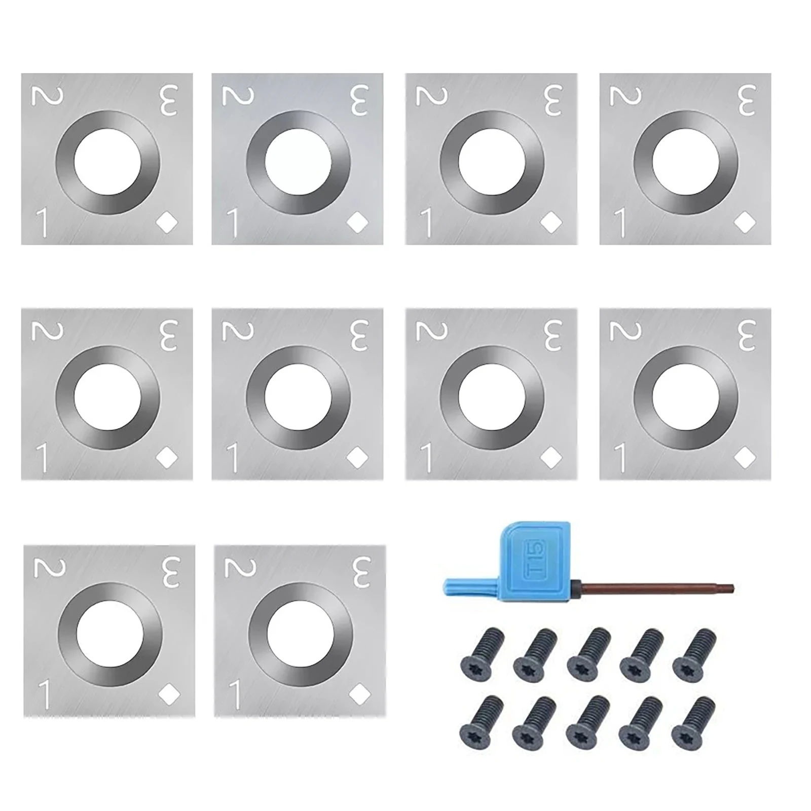 

10PCS 14x14x2mm Square Carbide Blades with Screws & Screwdriver Wood Carbide Inserts Cutters for Lathe Turning Tool
