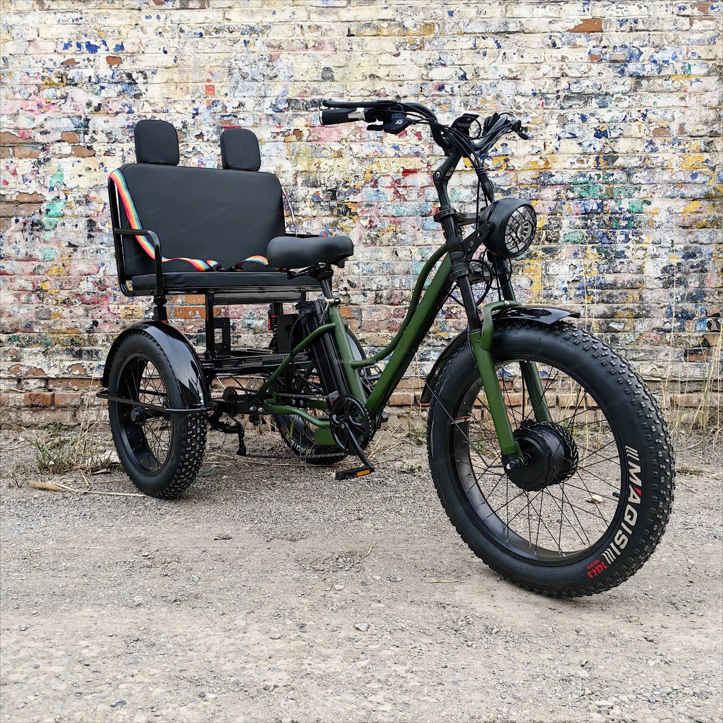 Fat Tire Electric Tricycle 3 Wheel E-Trike Open E-Rickshaw Cargo Passenger Transport Vehicle
