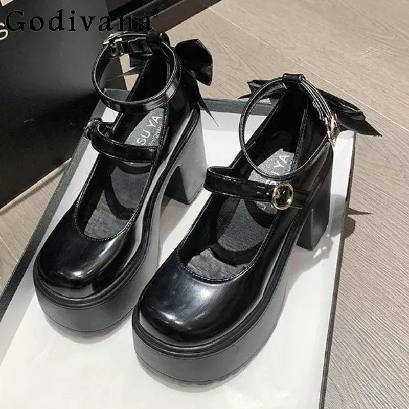 2025 primavera nova doce borboleta sapatos femininos originais lolita uma alça sapatos de salto grosso feminino verão sapatos de salto alto