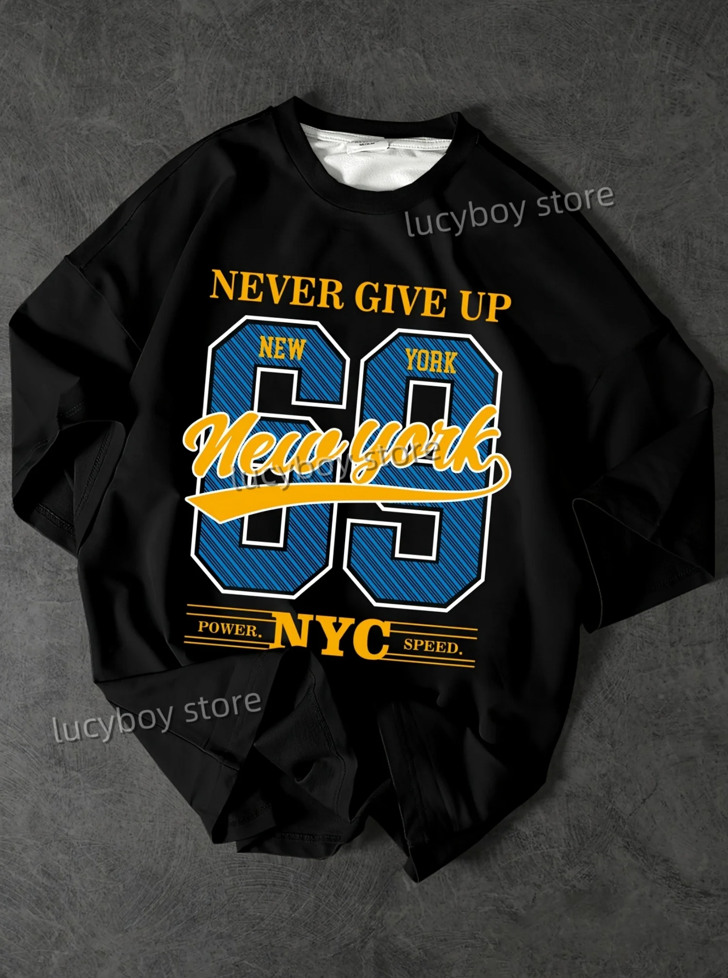 

NEVER GIVE UP NO.69 Print Men American Style T-Shirt Man Short Sleeve O- Neck sport Tee Vintage Basketball T-shirt Men Clothes