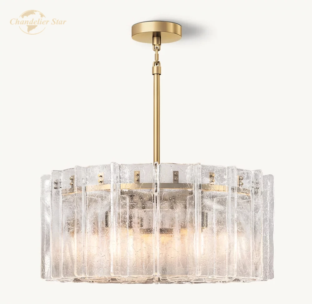 Modern LED Chandeliers Lustre Lattice Clear Glass Round Chandelier Bedroom Dining Room Living Room Pendant Light Fixtures