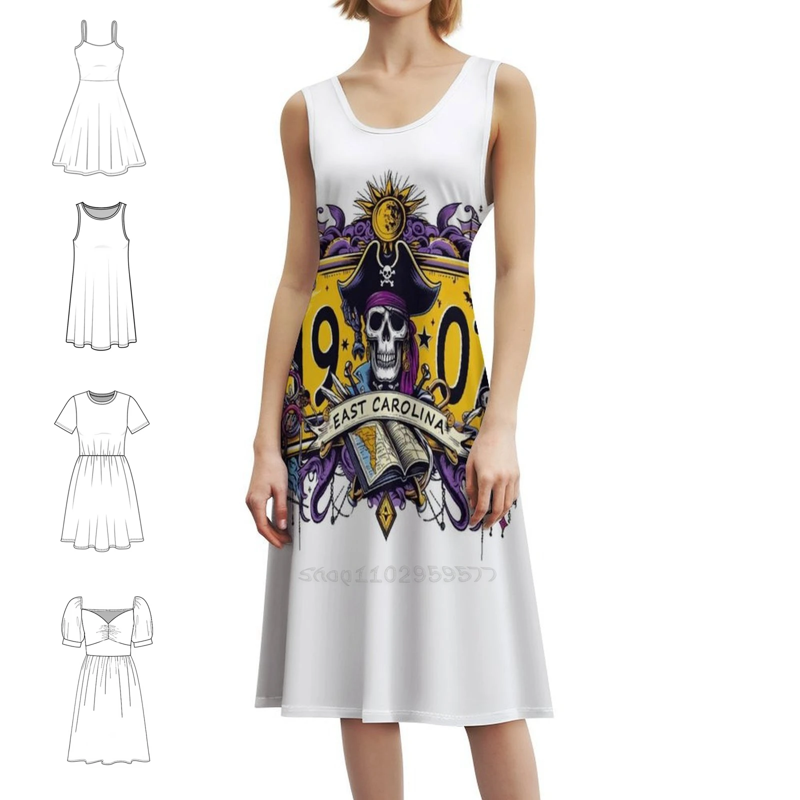 

Платье-халат с цветочным принтом East Carolina Pirates для женщин, весна-лето, повседневное платье для вечеринки, East Carolina, East Carolina University