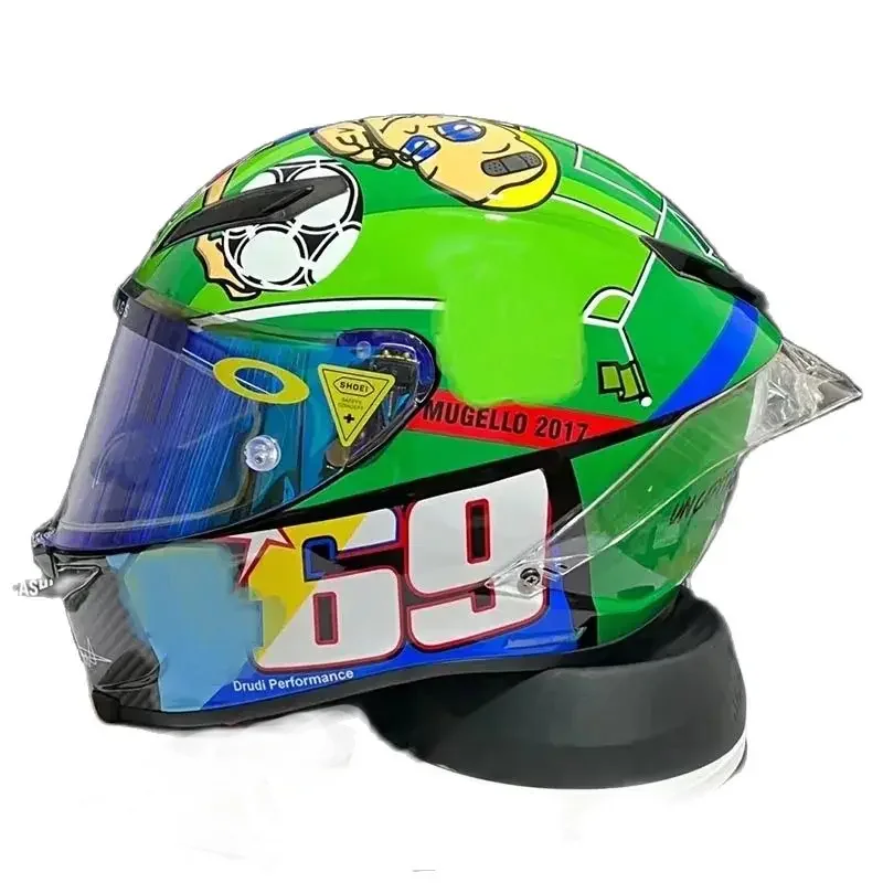 Casco da calcio verde Casco da calcio Motocross Casco di sicurezza con spoiler grande Casco da motociclista integrale Casco da casco approvato DOT