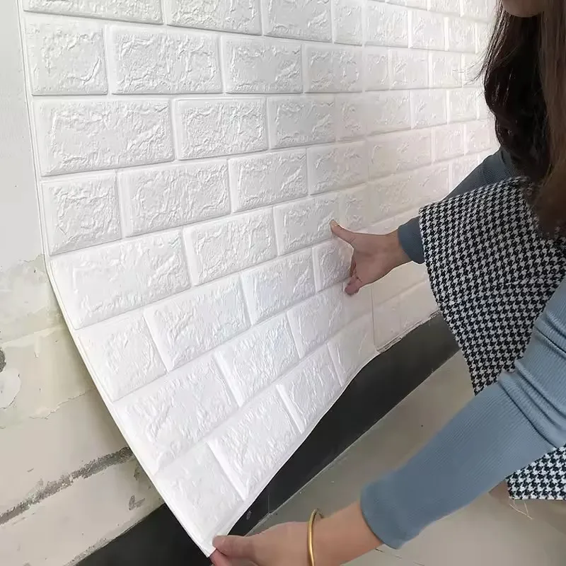 35x38.5CM DIY Self-adhesive 3D Wall Stickers For Bedroom Waterproof Home Decor Background Foam Brick Wallpaper