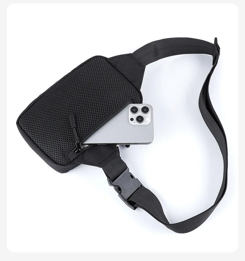 Cross-border New 500D Nylon Sports Crossbody Bag Water-Resistant YKK Zipper Anti-Theft Brush Outdoor Running Front Bag