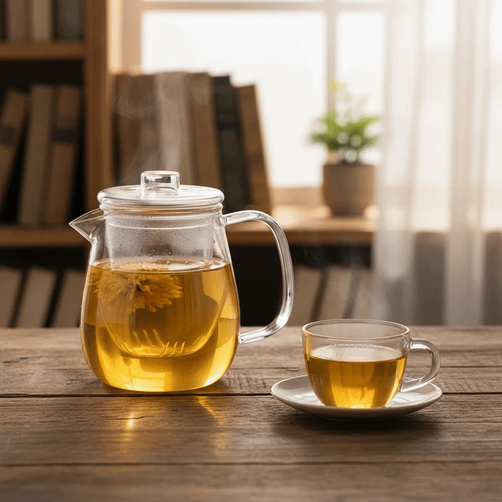 

Heat Resistant Glass Tea Pot Transparent High Boron Silicon Tea Cup Set With Filter Gaiwan Infuser Flower Teapot Puer Tea
