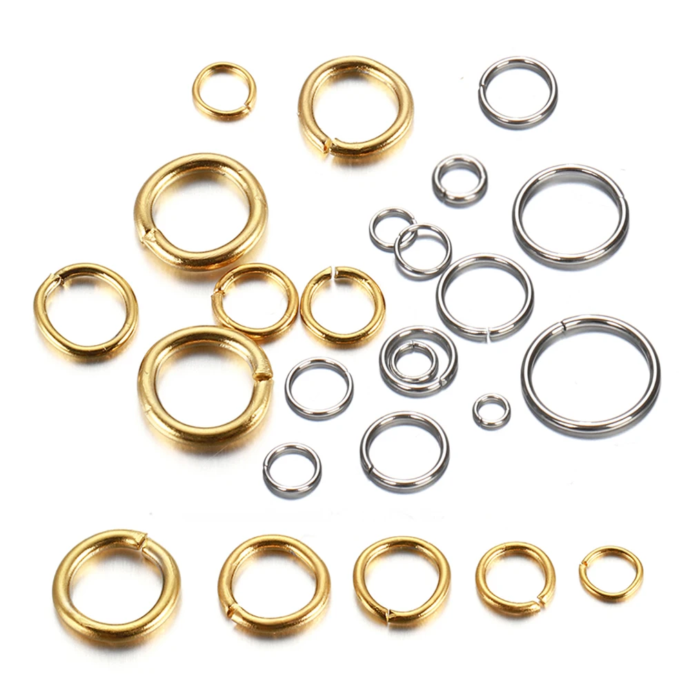 100-200 sztuk 4-10mm pierścienie dzielone ze stali nierdzewnej otwarte pierścienie skokowe złącza do tworzenia biżuterii komponenty do majsterkowania ustalenia