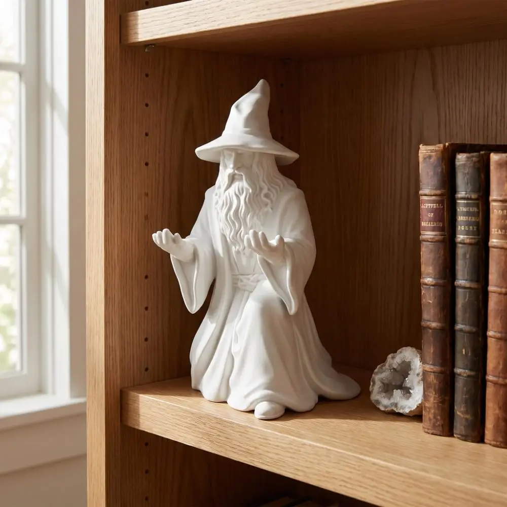 Desktop Accessory 3D Printed Wizard Statue Model Creative Design Multi-functional Pen Holder Funny Wizard Ornament Study Room