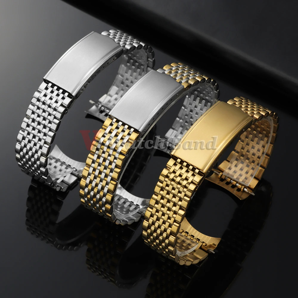 Arc Curved End Metal Strap 18mm 19mm 20mm Stainless Steel Watch Straps for Omega Seamaster Speedmaster Business Replace Bracelet
