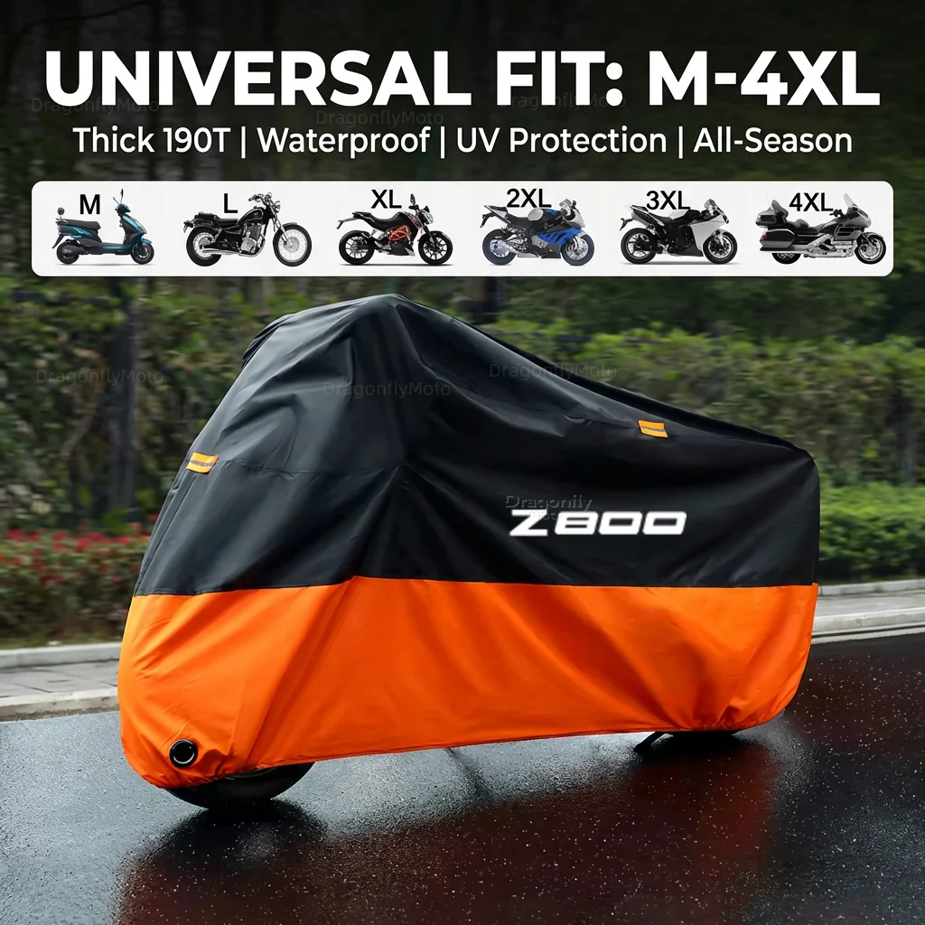 For Kawasaki Z 800 z800 2013-2016 with Z800 Motorcycle Cover Thick 210D Waterproof Outdoor Uv Protective Dust Rain Sunshade