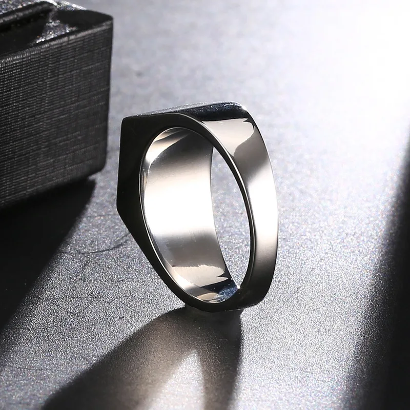 Classic Men\'s Square Natural Tiger Eye Stone Ring Simple Fashion Silver Color 316L Stainless Steel Engagement Jewelry for Men