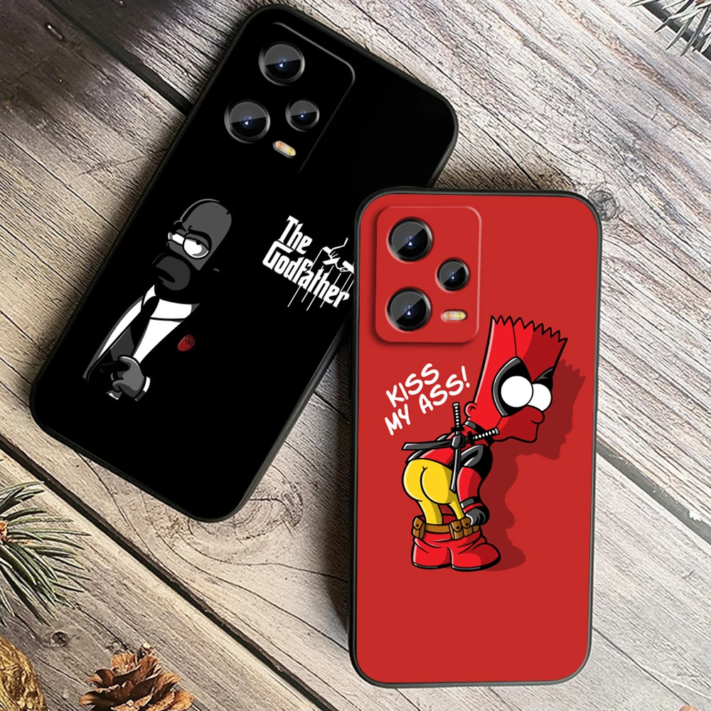 Disney The Simpsons Family For Xiaomi Redmi Note 13 12R 12 12S Turbo 11 11T 11S 10 10S Pro Plus 5G Black Cover Phone Case