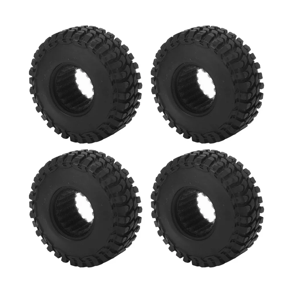 4Pcs/Set 55mm RC Tires Anti Slip Rubber RC Crawler Tires Black RC Replacement Tires for Axial SCX24 1/24 RC Car