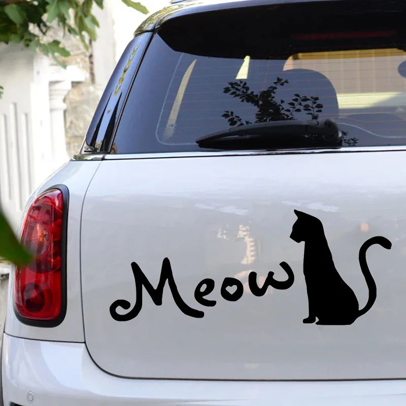 41980# 20x8cm Lovely Cat Meow Car Sticker Vinyl Decal Waterproof Auto Decors for Bumper Rear Window Laptop Motocycle Truck Van