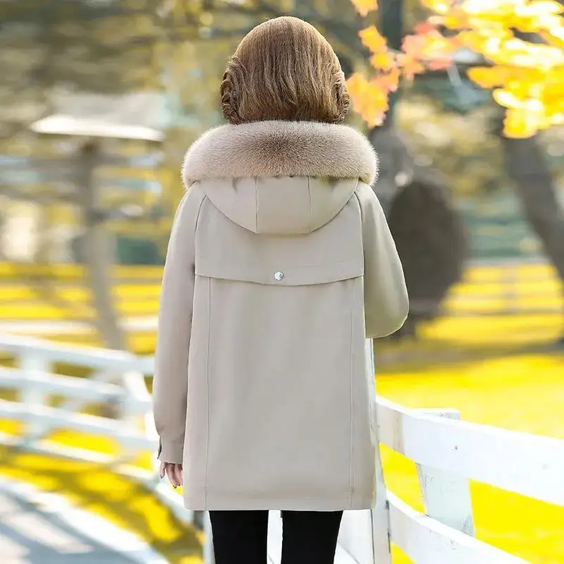 Frauen Parka Mode Herbst Winter Warme Jacken Frauen Pelz Kragen Mäntel Lange Parkas Hoodies Büro Dame Baumwolle Casual Weibliche K64