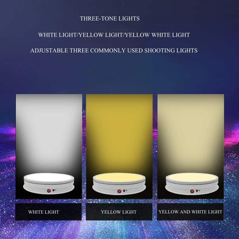 New 42cm Intelligent Remote Control 3 Colors Luminous Photography Display Platform Adjust Speed Electric Automatic Rotating Disc