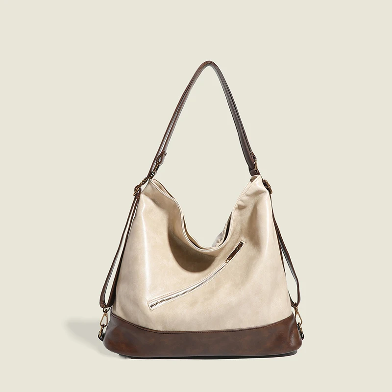 

Patchwork Soft Leather Tote Bags for Women High Quality Large Capacity Cosmetic Bag for Makeup 2024 Luxury Brand Shoulder Bag
